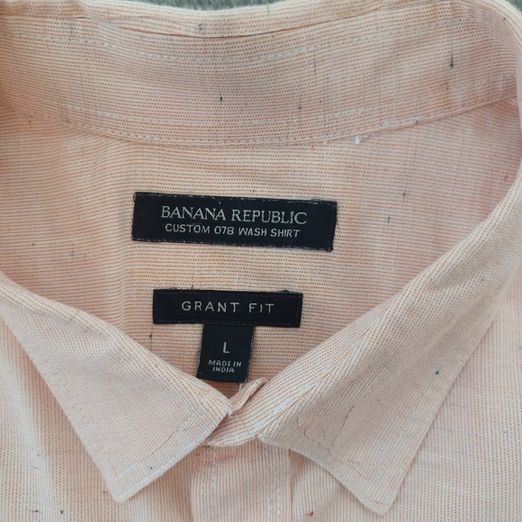 Banana Republic Grant Fit Shirt Mens L Light Orange Casual Resort Beach - Picture 3 of 8